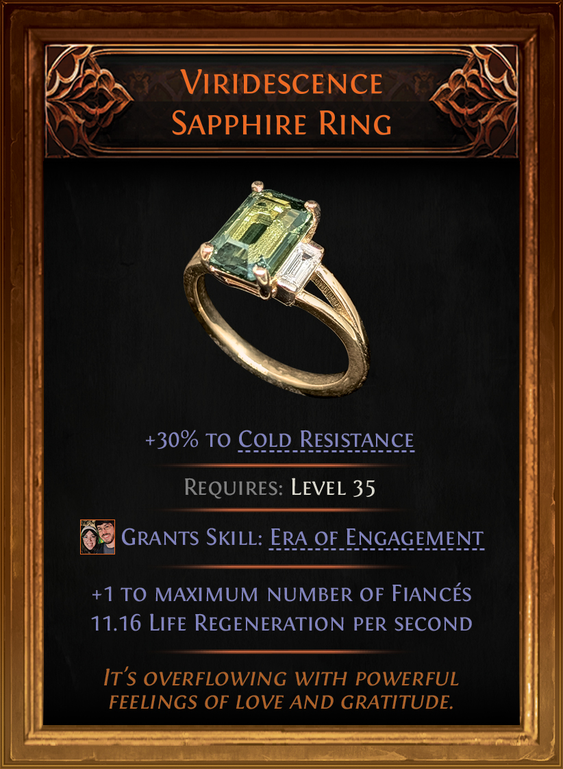 Our wedding trading card - front